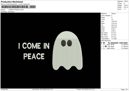 Peacetext 01 Embroidery File 6 sizes
