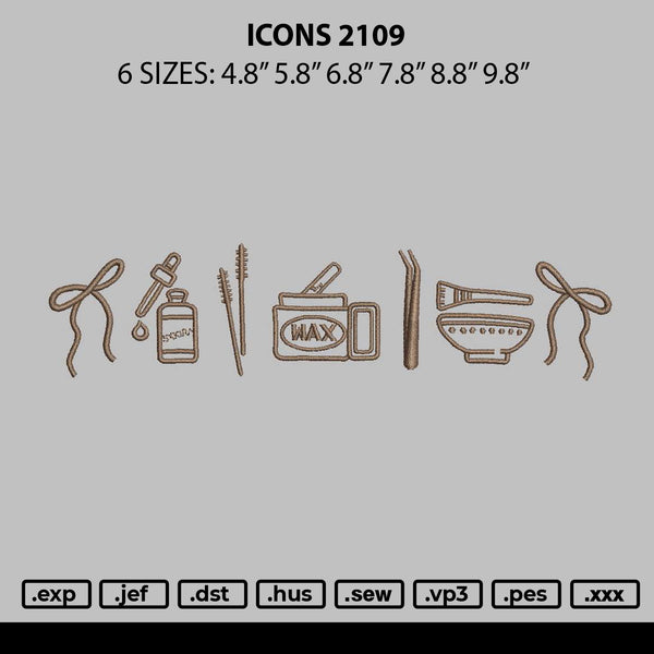 Icons 2109 Embroidery File 6 sizes