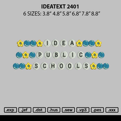 Ideatext 2401 Embroidery File 6 sizes