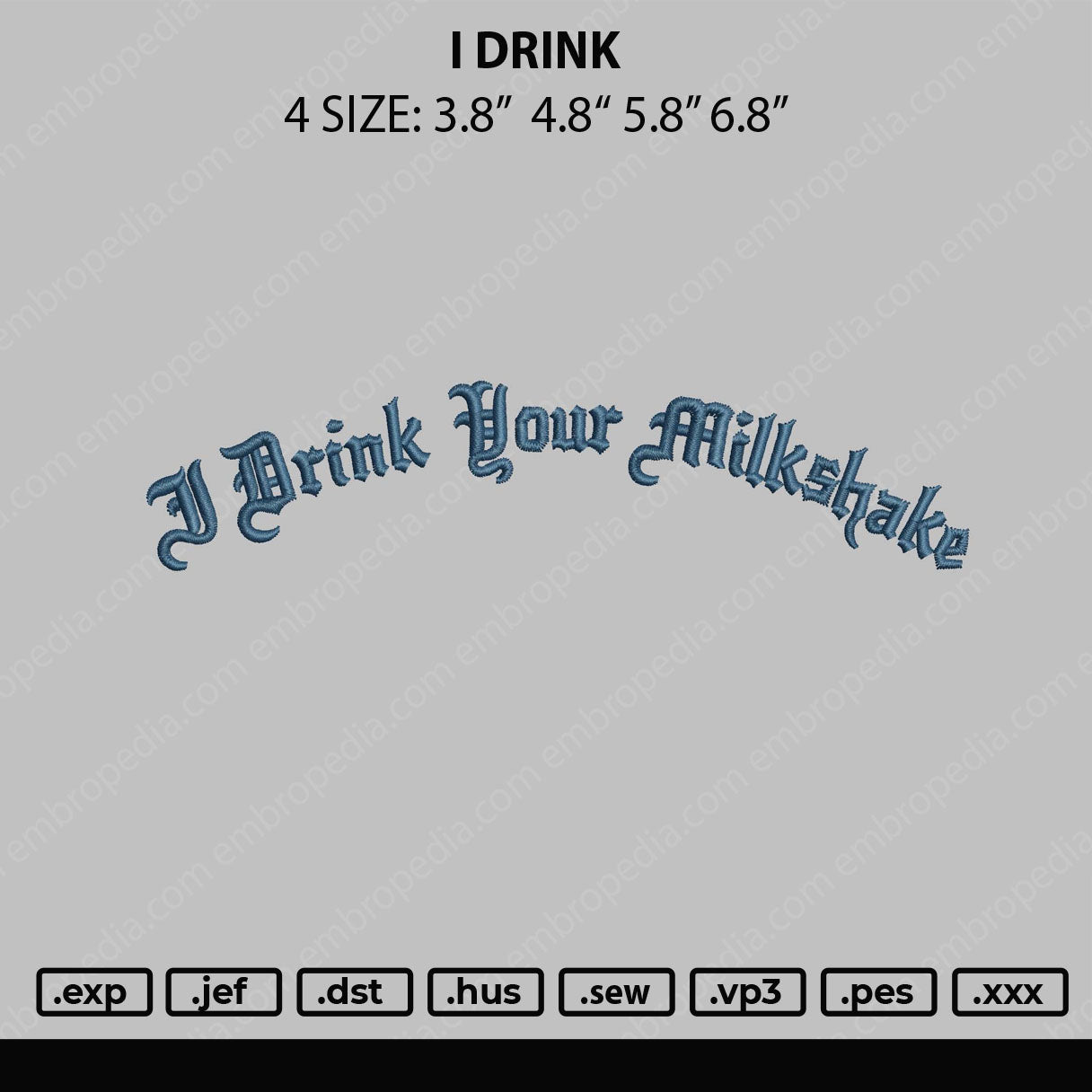 I Drink Embroidery File 4 size