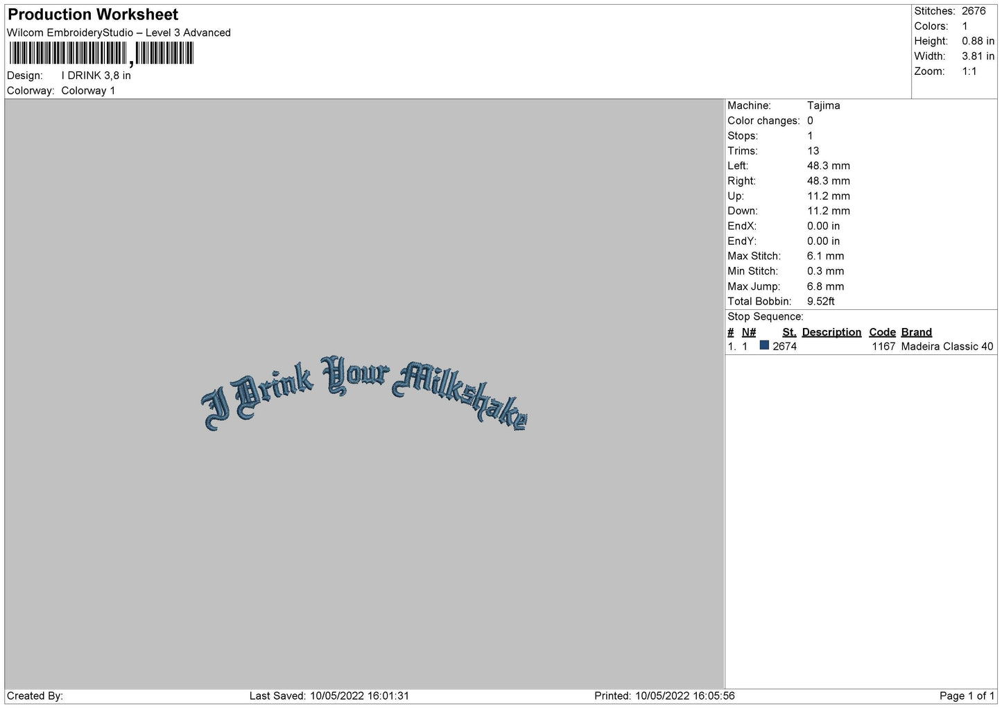 I Drink Embroidery File 4 size