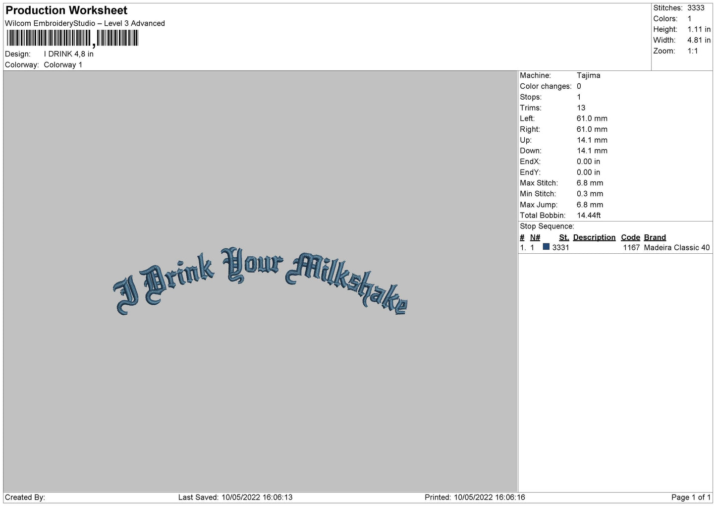 I Drink Embroidery File 4 size