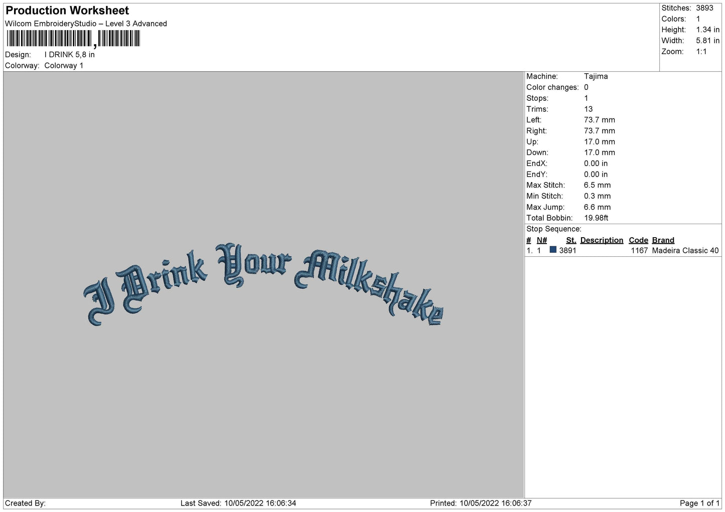 I Drink Embroidery File 4 size