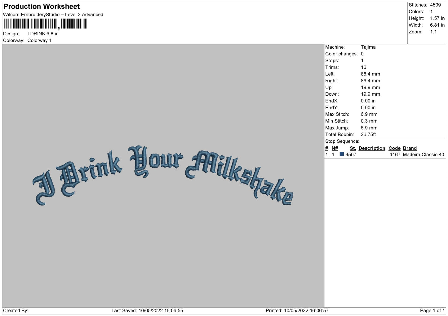 I Drink Embroidery File 4 size