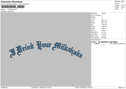 I Drink Embroidery File 4 size