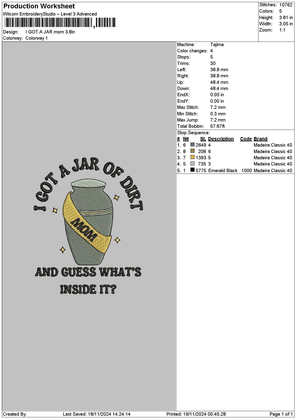 Jartext Embroidery File 6 sizes