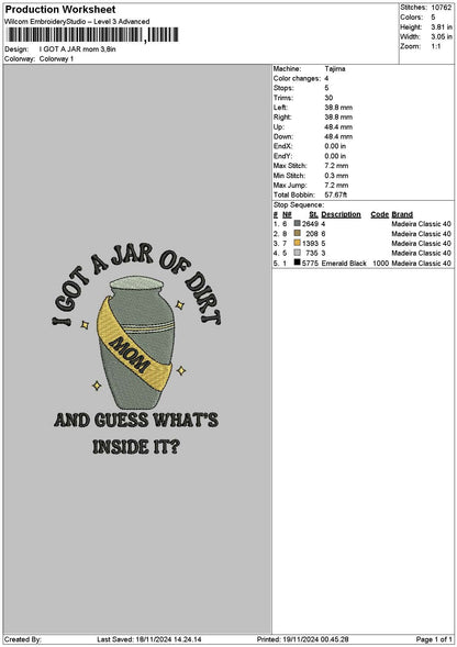 Jartext Embroidery File 6 sizes