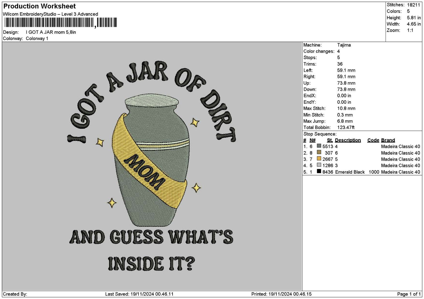 Jartext Embroidery File 6 sizes