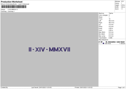 Romans Text 01 Embroidery File 6 sizes