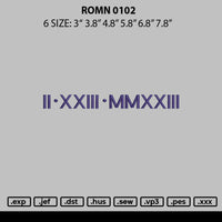 Roman 0102 Embroidery File 6 sizes