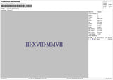 Roman Numerals 05 Embroidery File 6 sizes