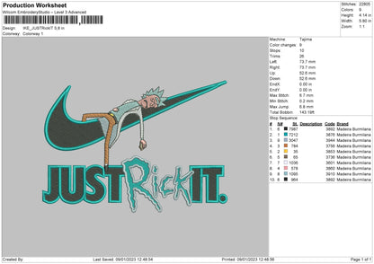 Swoosh Rick It Embroidery File 6 sizes