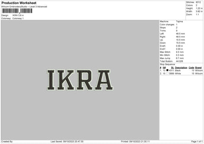 Ikra Embroidery File 6 sizes