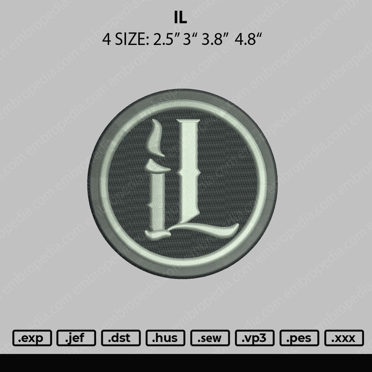 IL 3D Embroidery File 4 sizes
