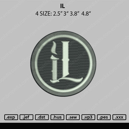 IL 3D Embroidery File 4 sizes