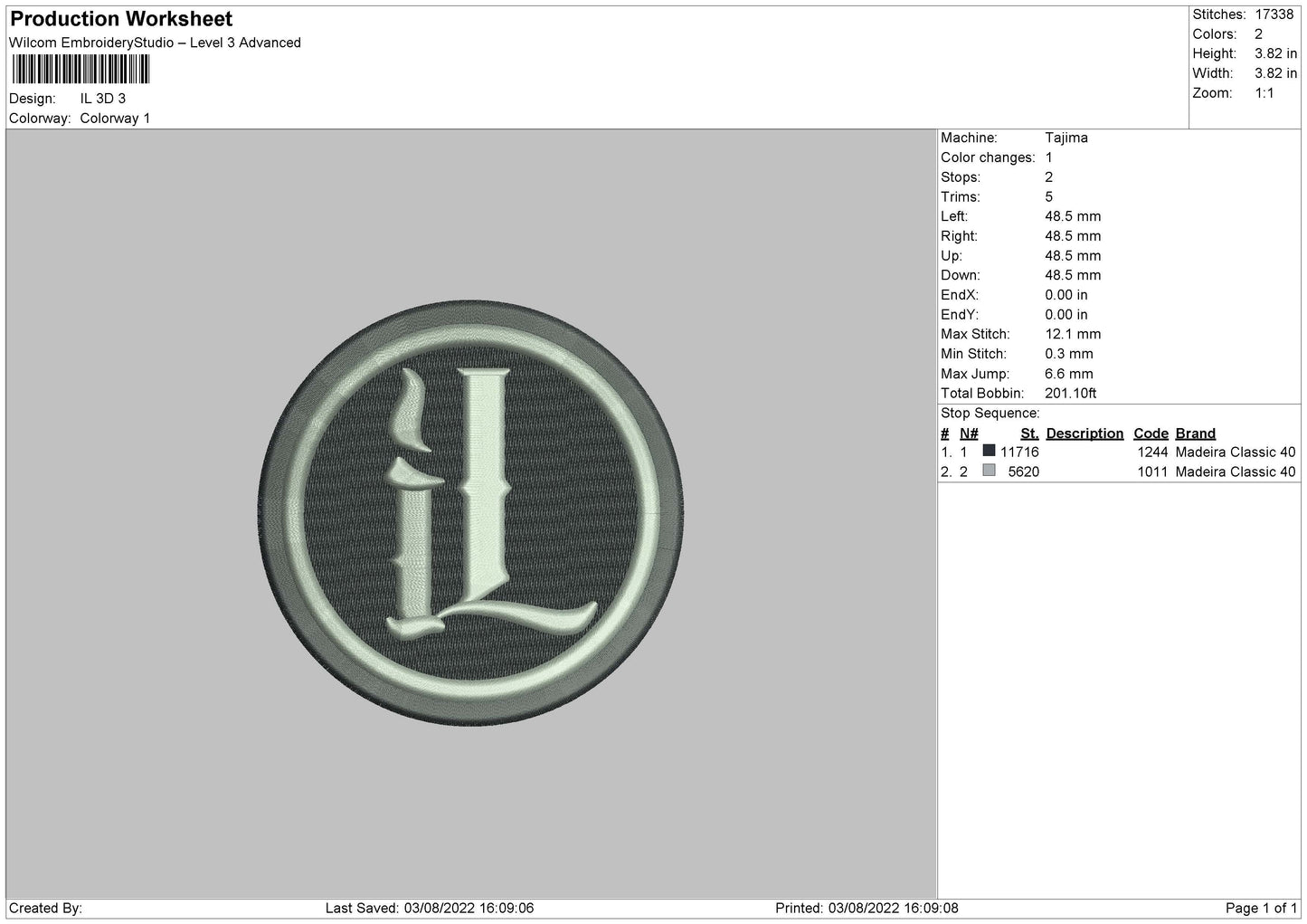 IL 3D Embroidery File 4 sizes