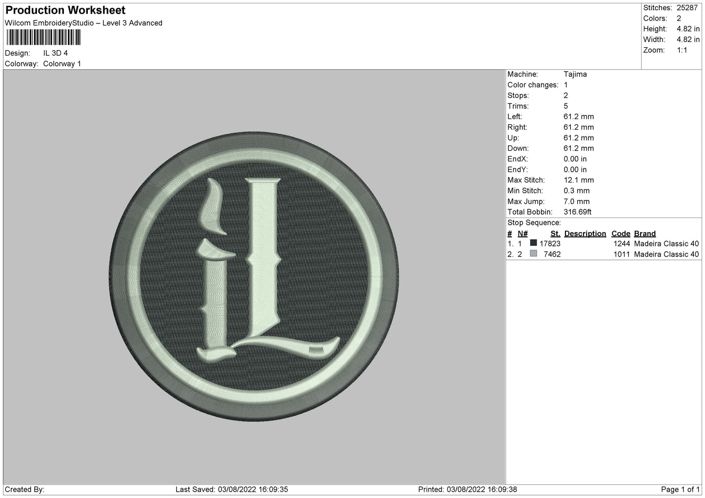 IL 3D Embroidery File 4 sizes