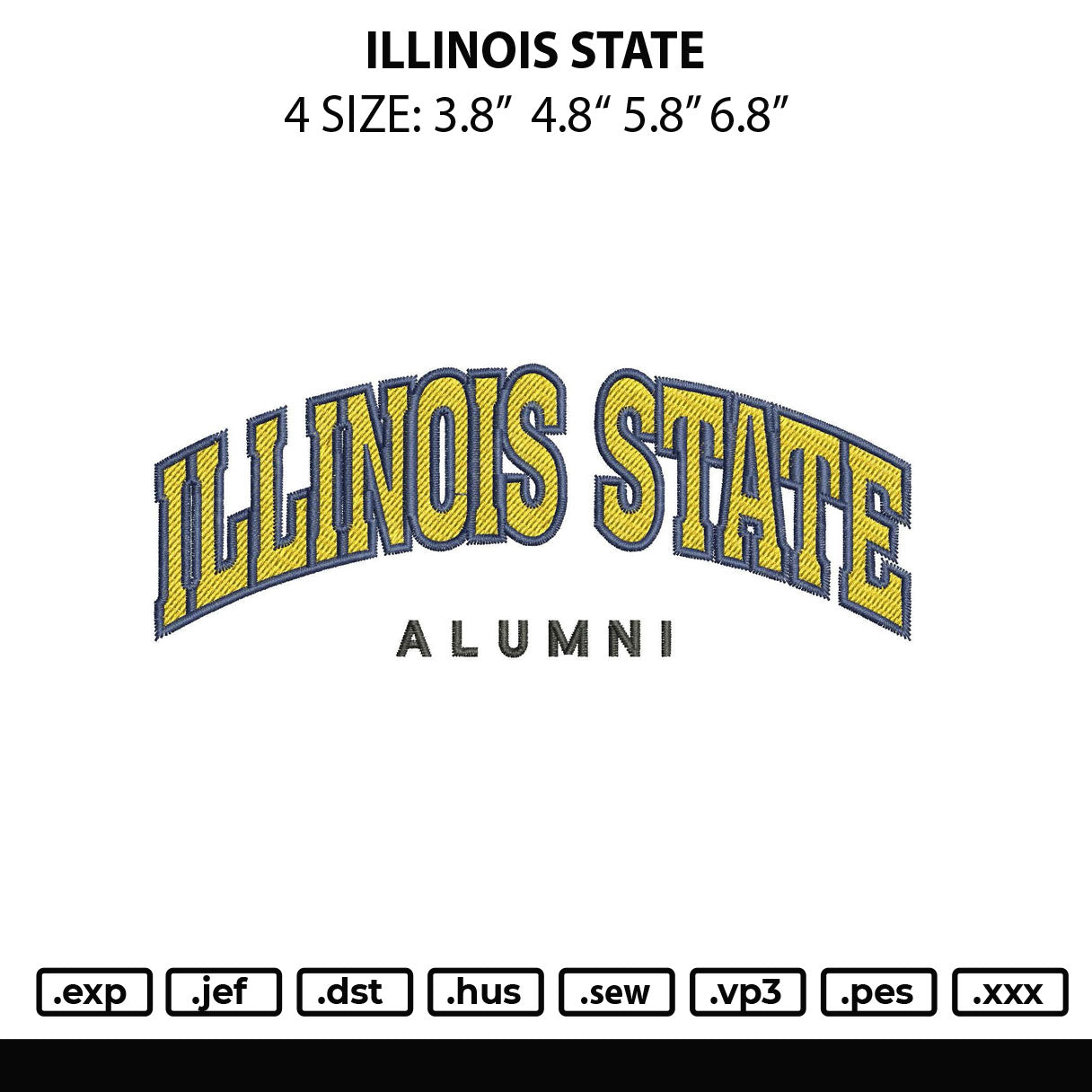Illinois State Embroidery File 4 size