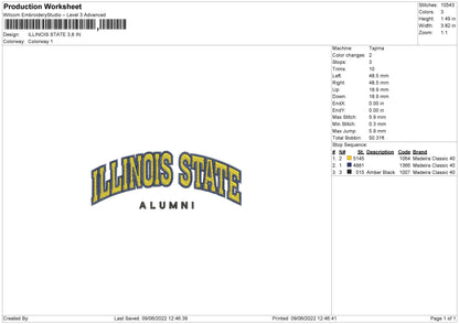 Illinois State Embroidery File 4 size