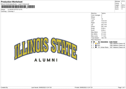 Illinois State Embroidery File 4 size