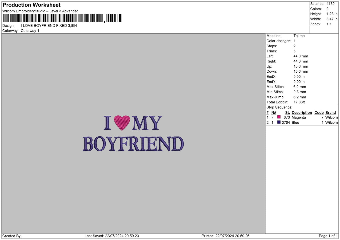 Boyfriend Text01 Embroidery File 6 sizes