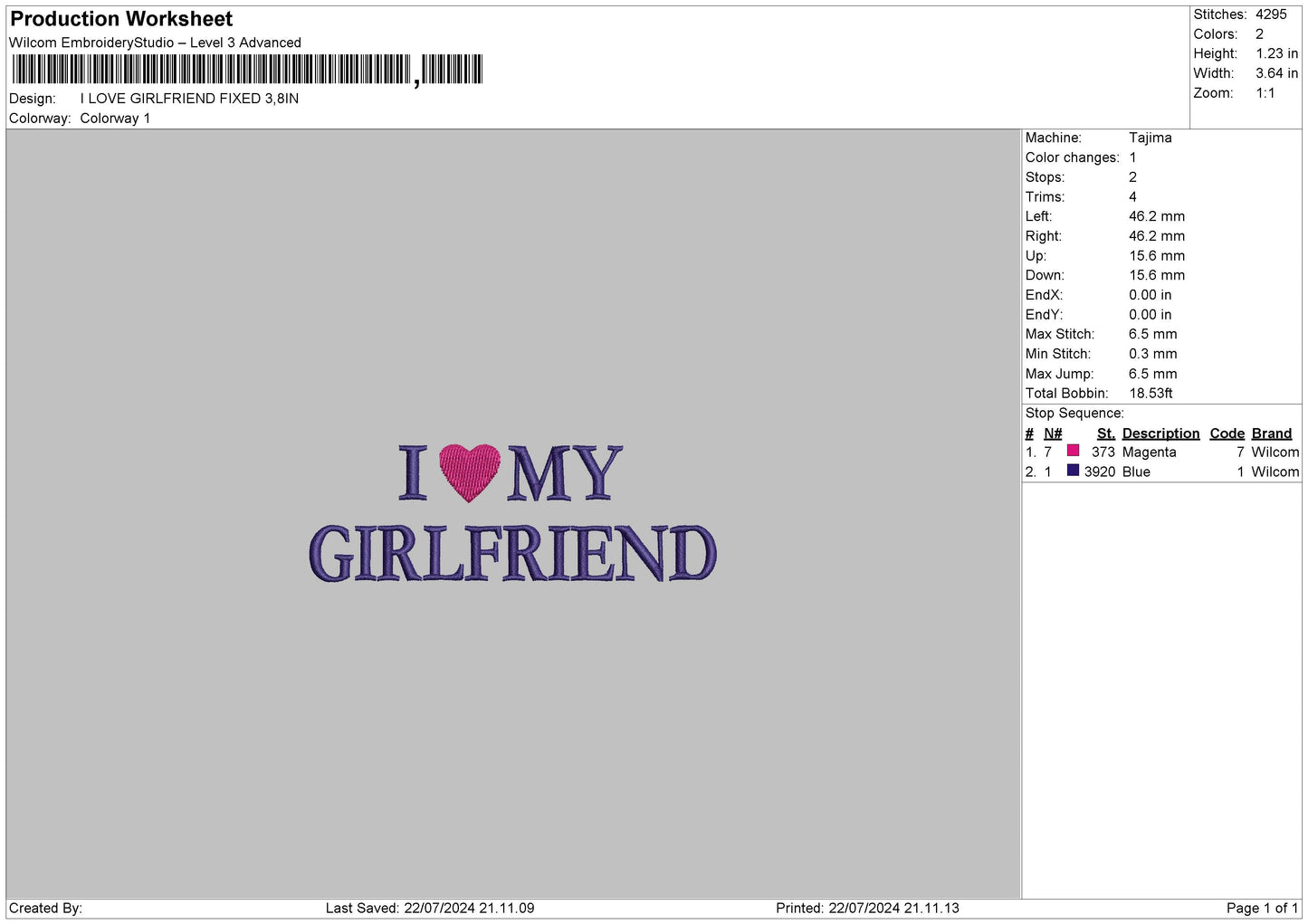 Girlfriend Text01 Embroidery File 6 sizes