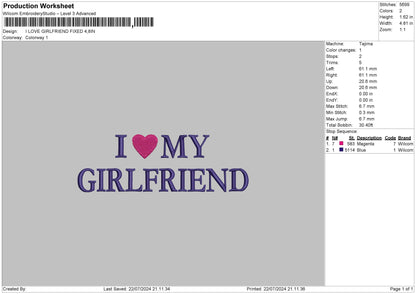 Girlfriend Text01 Embroidery File 6 sizes