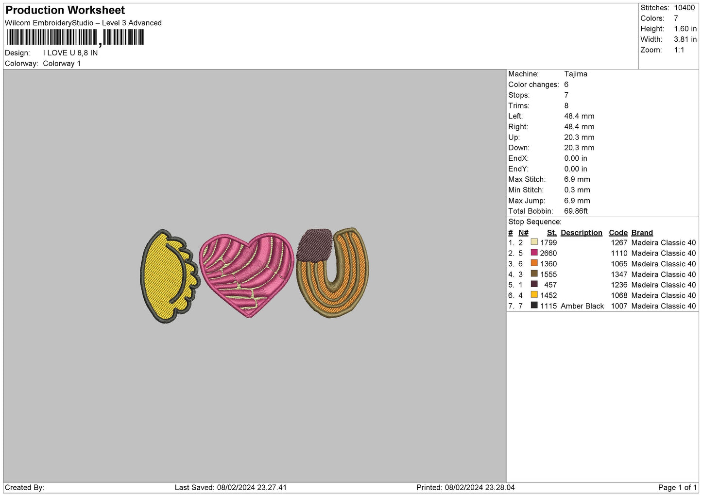 Iloveu Embroidery File 6 sizes