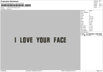 Ily Face Embroidery File 6 sizes