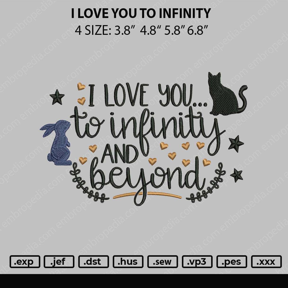 I Love You To Infinity Embroidery File 4 size