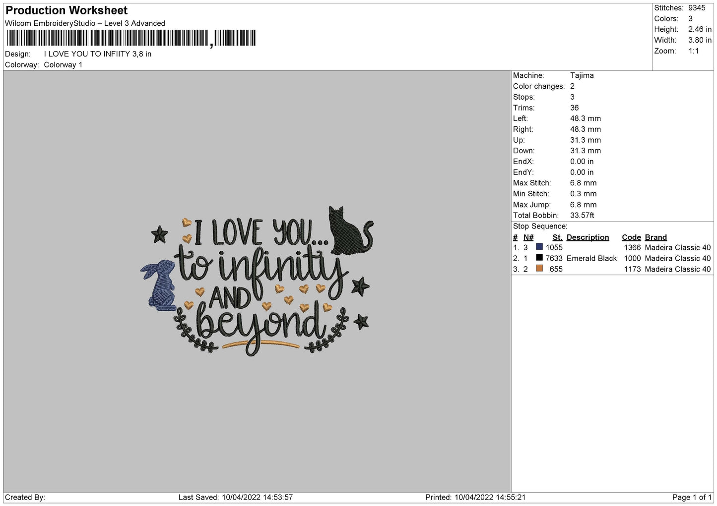 I Love You To Infinity Embroidery File 4 size