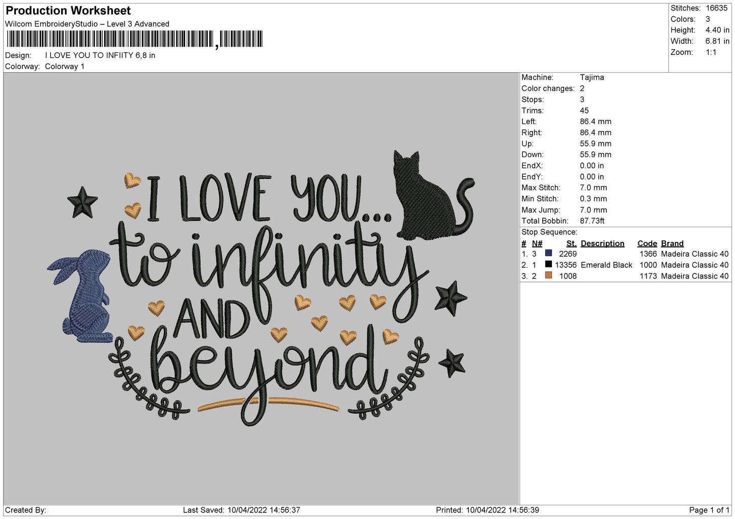 I Love You To Infinity Embroidery File 4 size