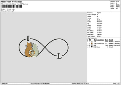 Cats 0805 Embroidery File 6 sizes