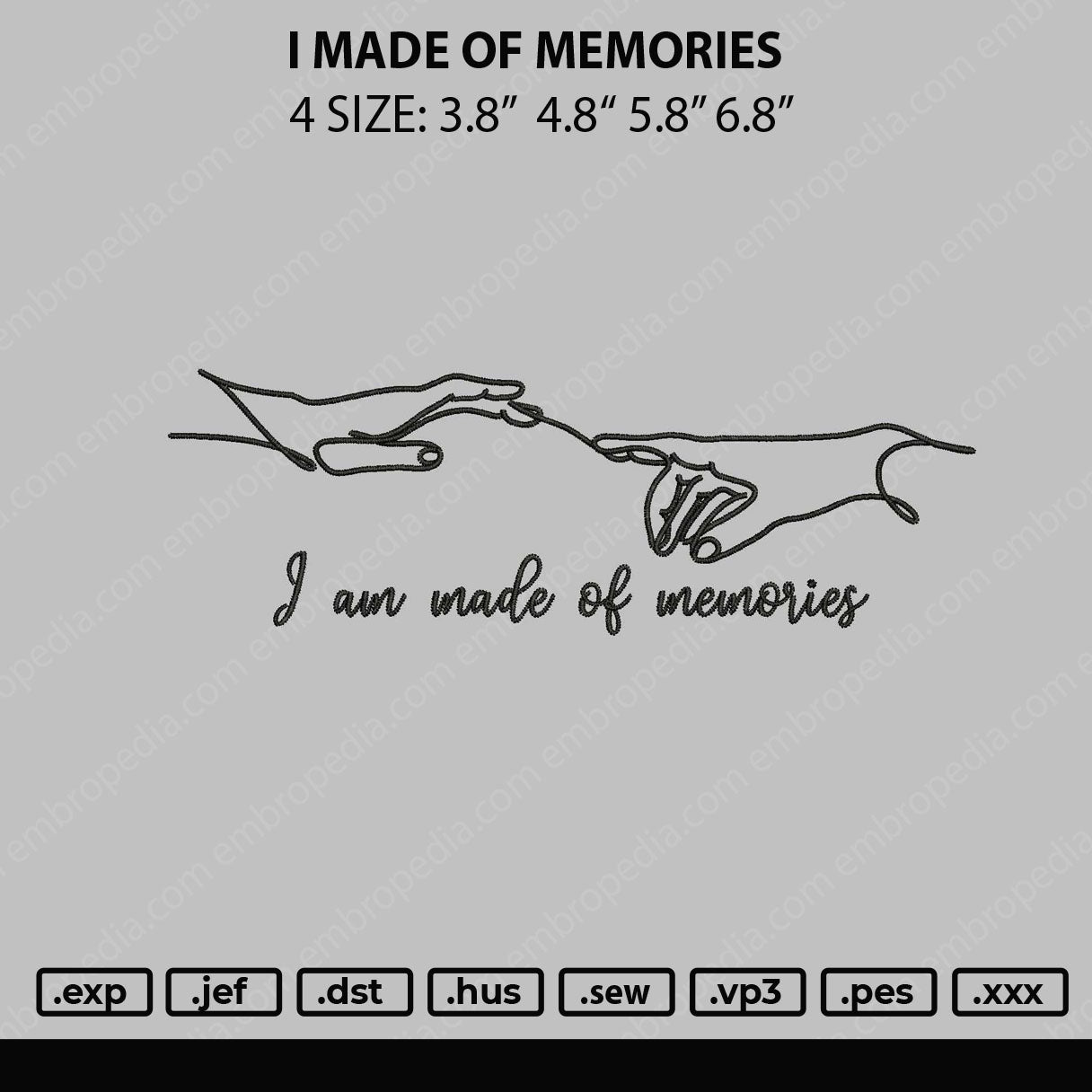 I Made Of Memories Embroidery File 4 sizes