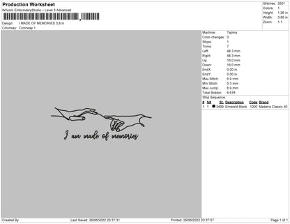 I Made Of Memories Embroidery File 4 sizes