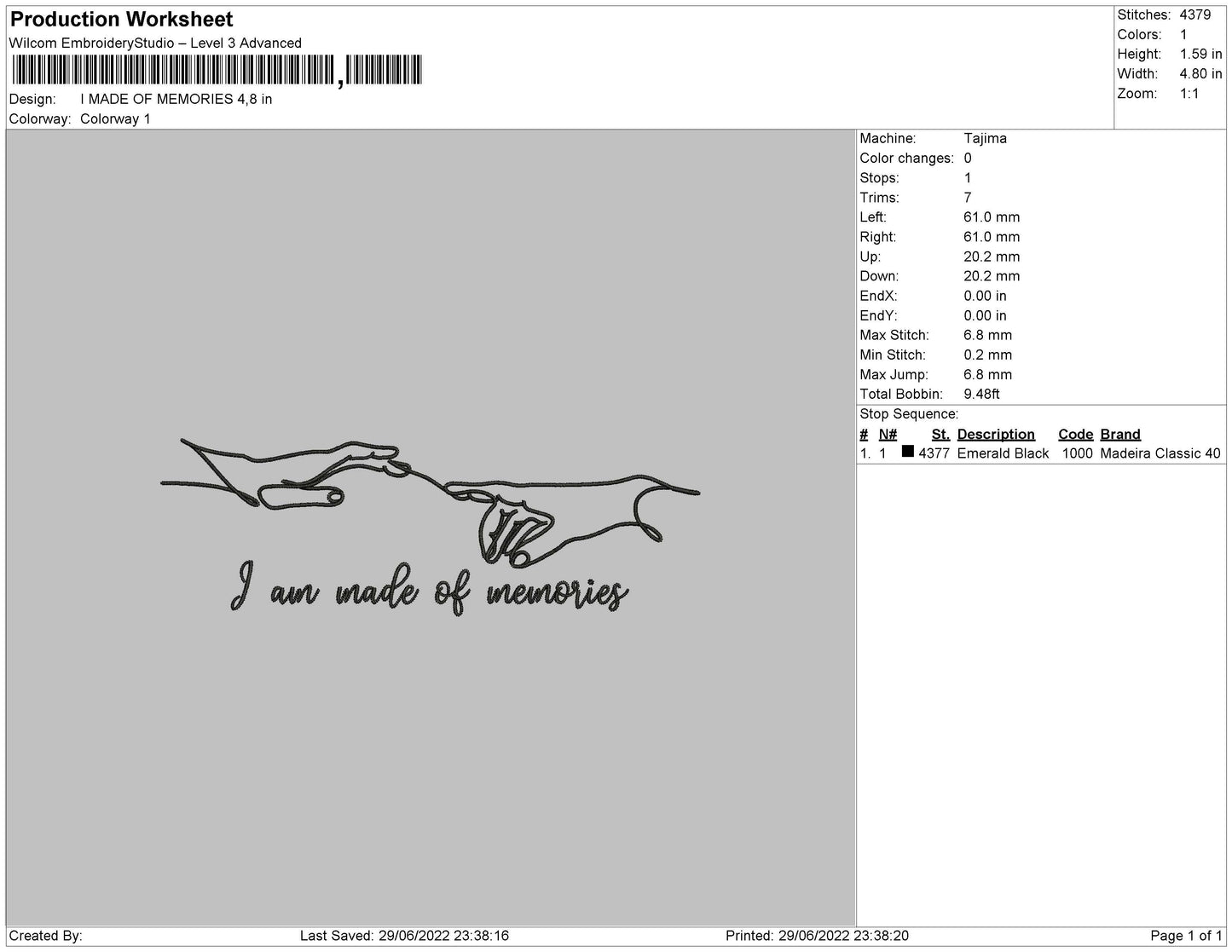 I Made Of Memories Embroidery File 4 sizes