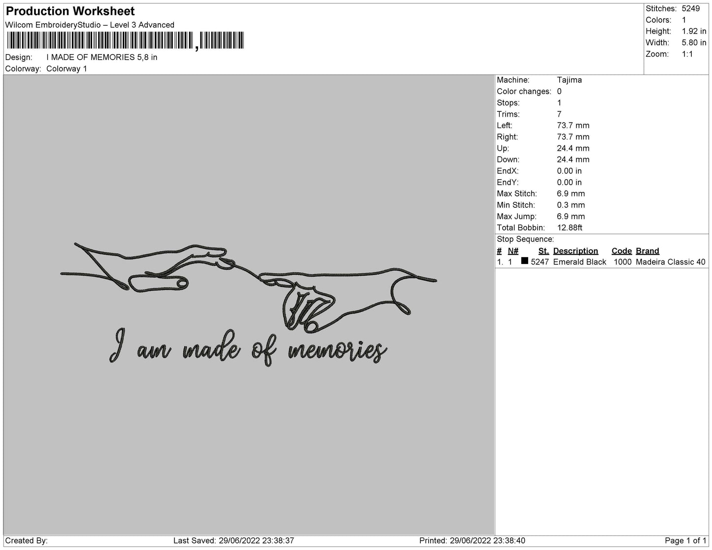 I Made Of Memories Embroidery File 4 sizes