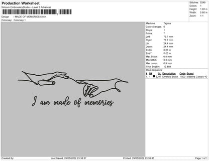 I Made Of Memories Embroidery File 4 sizes