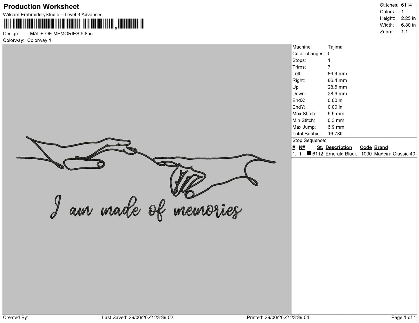 I Made Of Memories Embroidery File 4 sizes