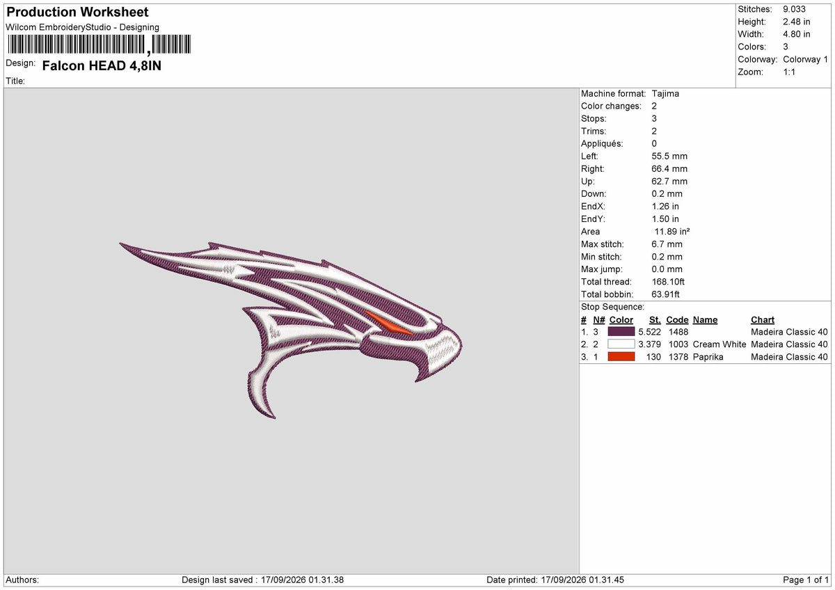Eagle Head 1709 Embroidery Machine Design File 6 sizes