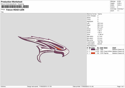 Eagle Head 1709 Embroidery Machine Design File 6 sizes