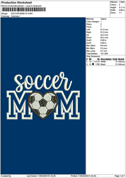 Soccertxt 1104 Embroidery File 6 sizes