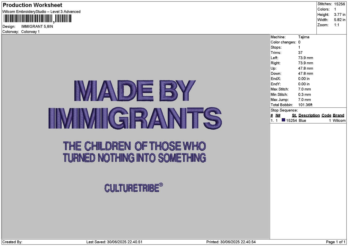 Immigrants Text Embroidery File 6 sizes