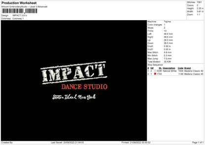 Impact Embroidery File 5 sizes