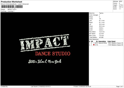 Impact Embroidery File 5 sizes