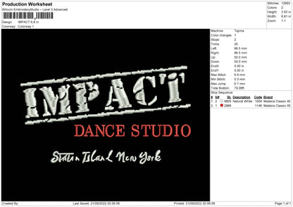 Impact Embroidery File 5 sizes