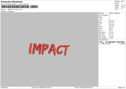 Impact02 Embroidery File 6 sizes