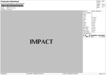 Impact01 Embroidery File 6 sizes
