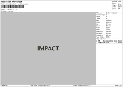 Impact01 Embroidery File 6 sizes
