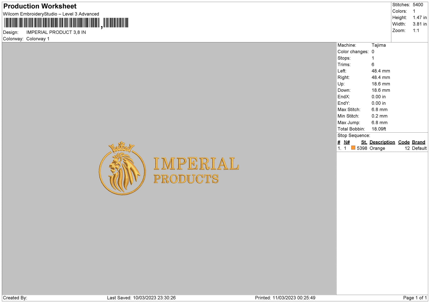 I Product Embroidery File 6 sizes